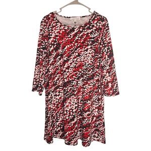 Celebrate‎ Together Heart Print 3/4 Sleeve Valentine's A Line Midi Dress Size L